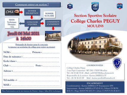 Concours d'entrée 2021 pour la section sportive Charles Péguy 