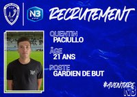 SENIORS N3 : QUENTIN PACIULLO REJOINT L’ACADEMIE